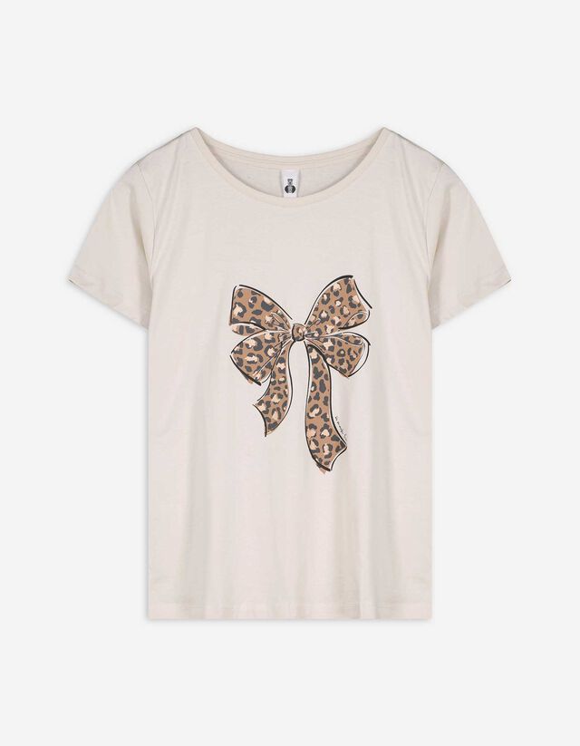 Póló - Csillámos nyomott minta - sötétbarna