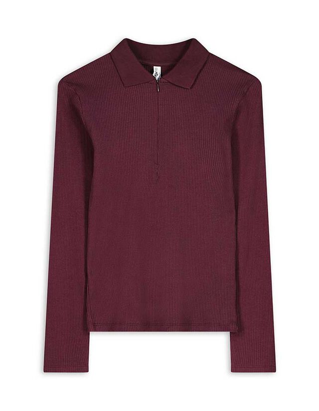 Hosszú ujjú póló - Bordázott - sotetlila