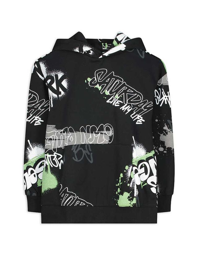 Kapucnis felső - Elszórt nyomott minta - sötétszürke