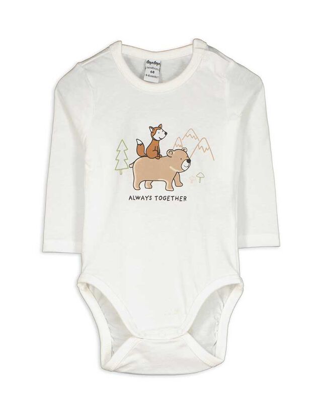 Hosszú ujjú body - Nyomott minta - feher