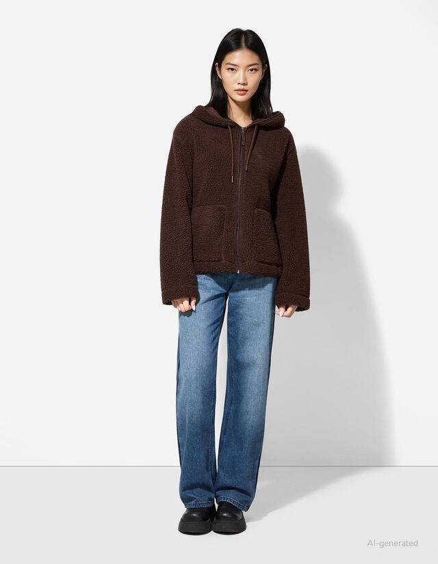 Cipzáros melegítőfelső - Plüss - fekete