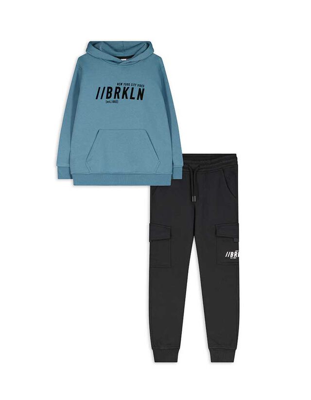 Sweatshirt és nadrág szett - Nyomott minta - kék