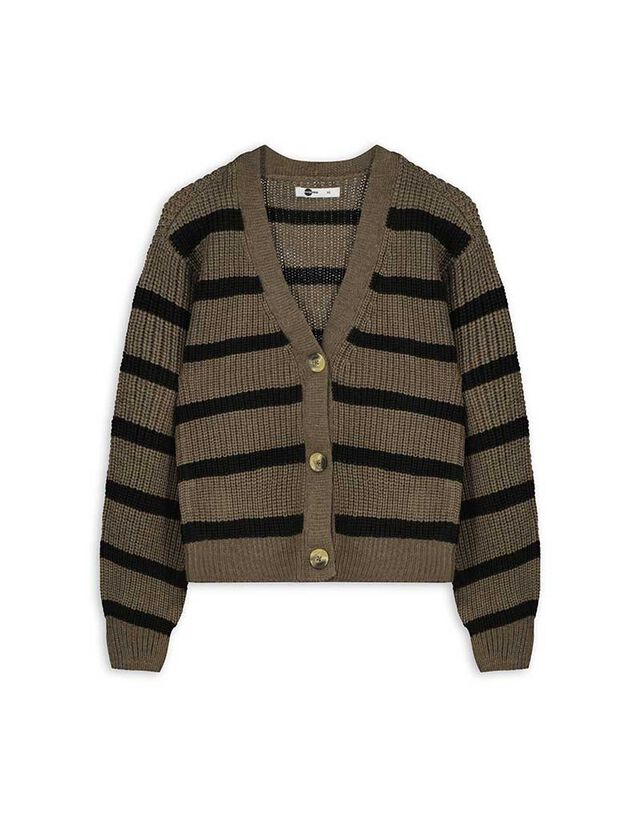 Kötött kardigán - Gombolópántos - sötétszürke