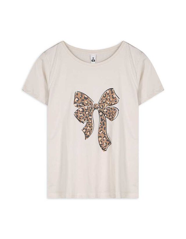 Póló - Csillámos nyomott minta - sötétbarna