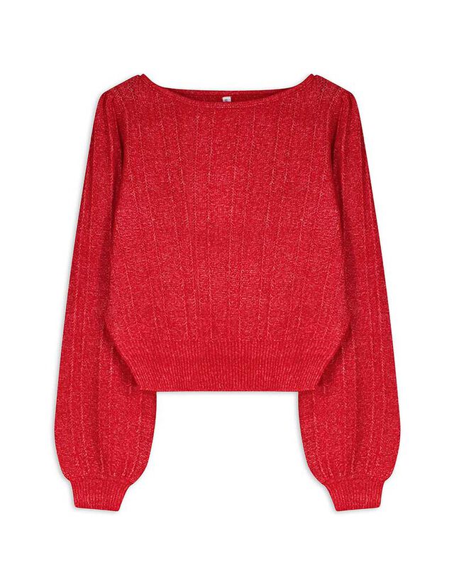 Pulóver - Puffos ujjú - piros