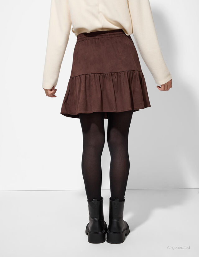 Szoknya - Velúr utánzat - sötétbarna