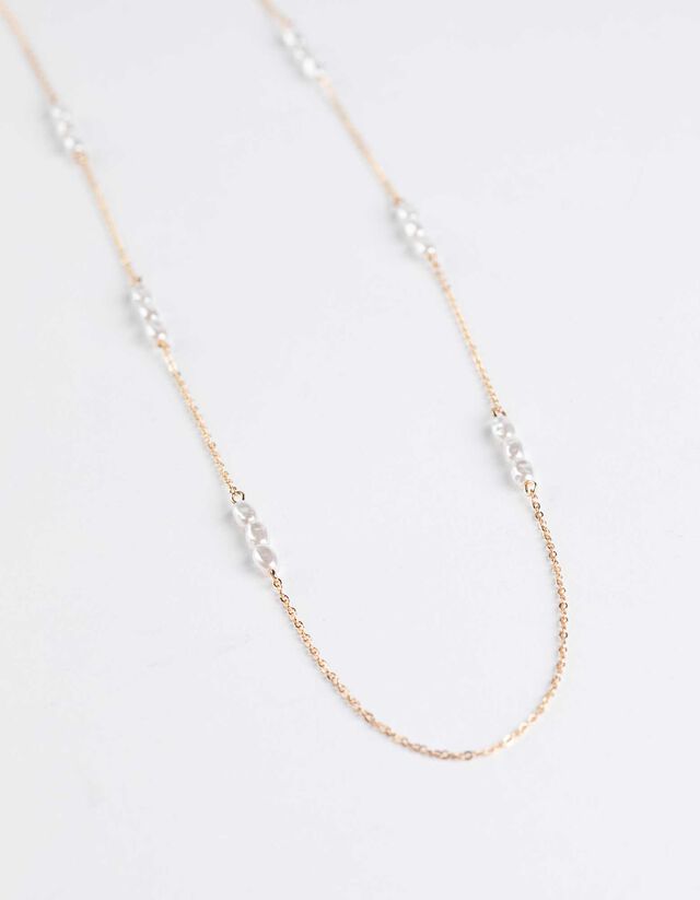 Nyaklánc - Gyöngyökkel díszítve - arany