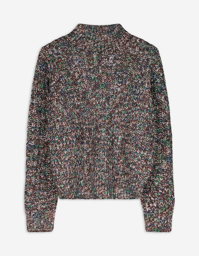 Pulóver - Ejtett vállú - sötétbarna