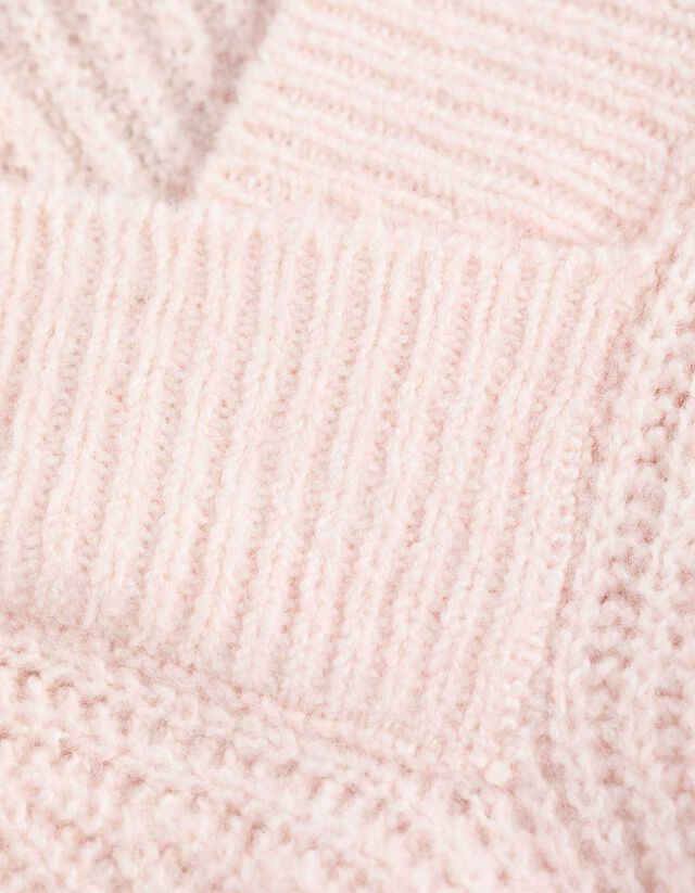 Pulóver - V-kivágás - rozsaszin