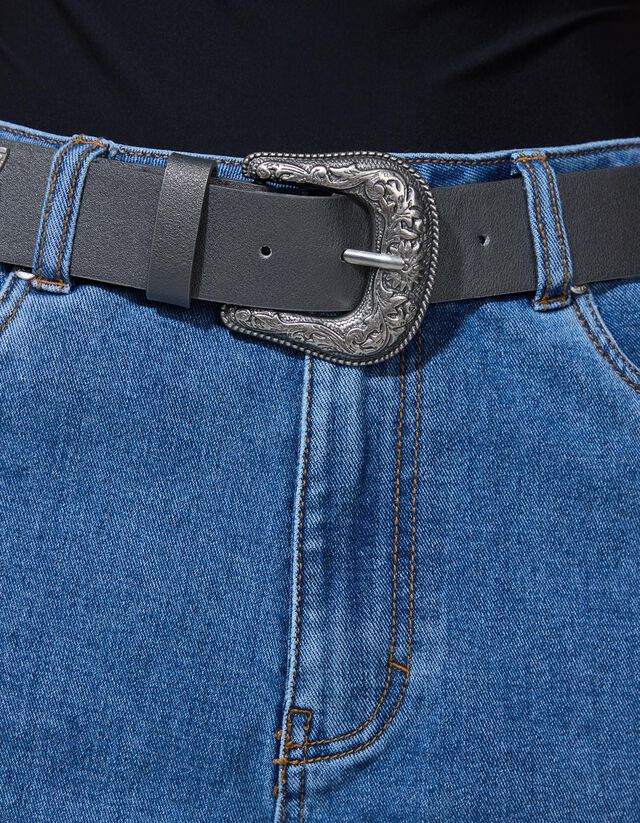 Öv - Bőrhatású - fekete