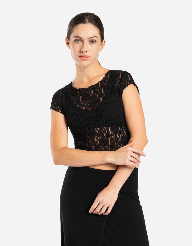 Rövid felső - Csipke - fekete