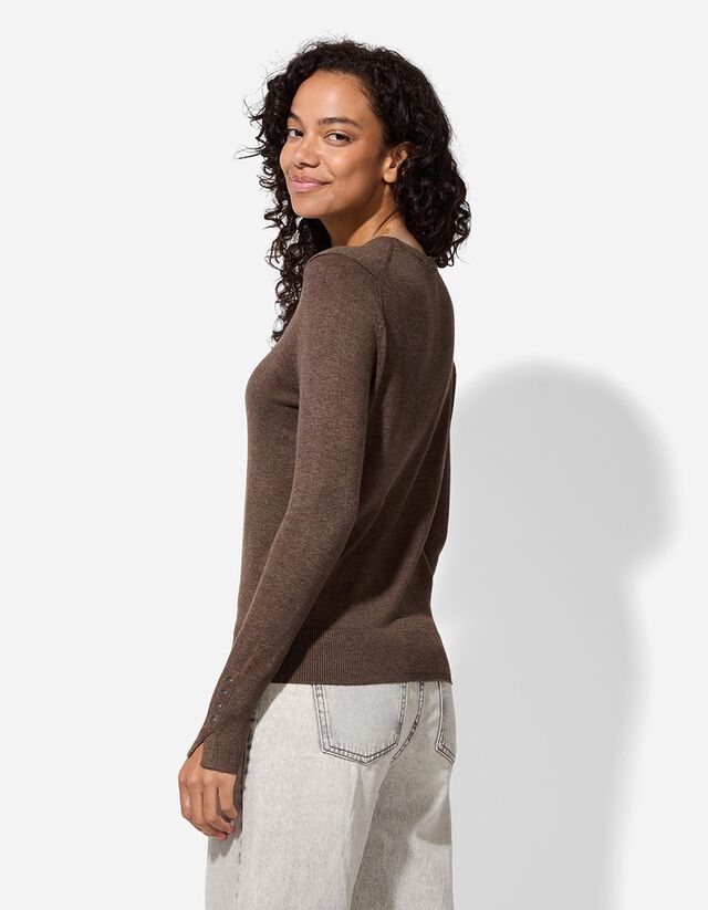 Pulóver - Díszgombokkal - sotetlila