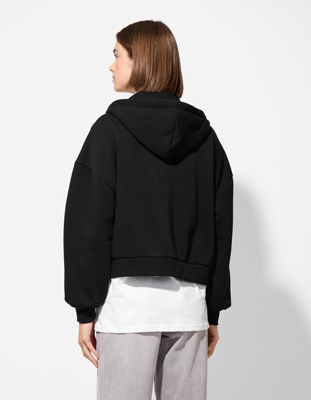 Cipzáros melegítőfelső - Zsinóros kapucni - feher