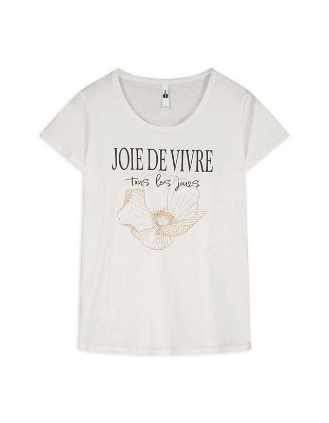 Póló - Csillámos nyomott minta - feher