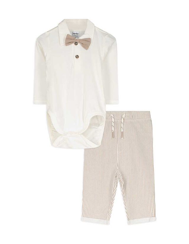 Bodyból és nadrágból álló szett - Masnis rátéttel - feher