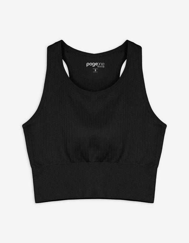 Rövid top - Bordázott - fekete