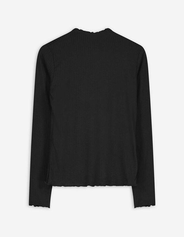 Hosszú ujjú felső - Bordázott - fekete