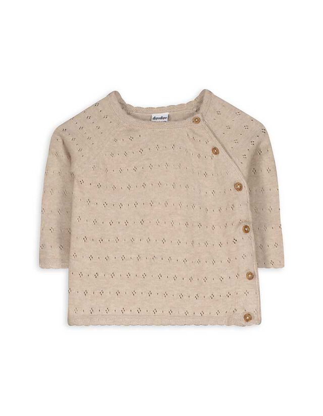 Kardigán - Perforált kötött - bézs