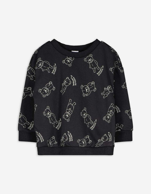 Sweatshirt és nadrág szett - Elszórt nyomott minta - sötétszürke