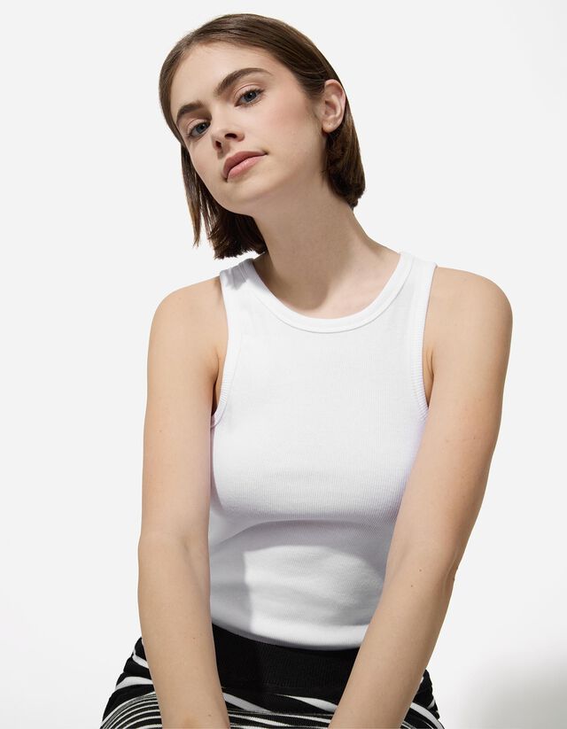 Ujjatlan felső - Bordázott - sötétbarna