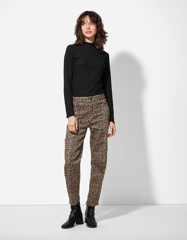 Hosszú ujjú felső - Bordázott - fekete