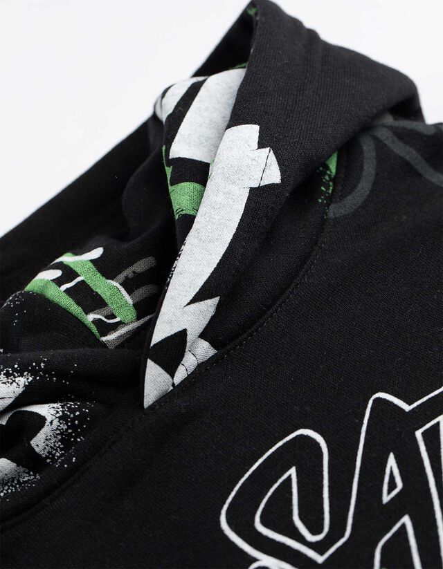 Kapucnis felső - Elszórt nyomott minta - sötétszürke