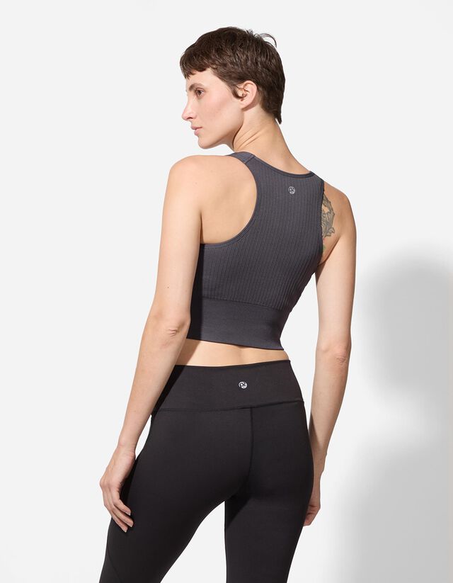 Rövid top - Bordázott - fekete