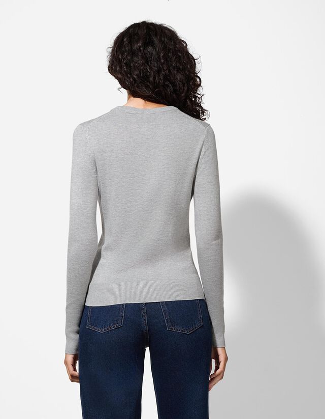 Pulóver - Díszgombokkal - sotetlila