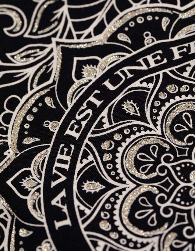 Póló - Csillámos nyomott minta - feher