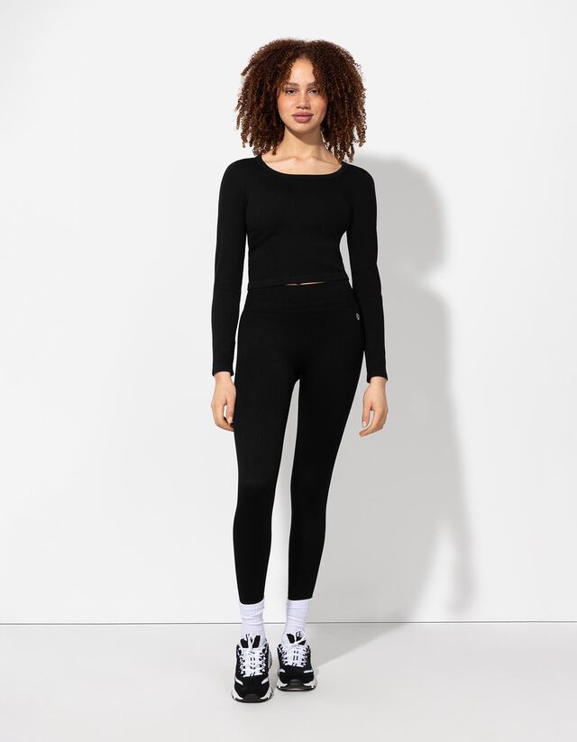 Legging - Bordázott - fekete