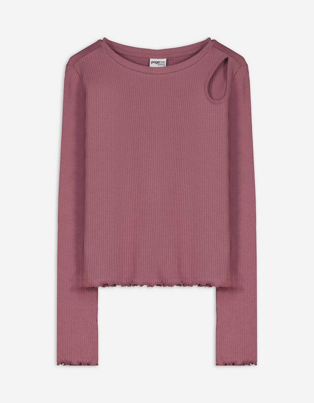 Hosszú ujjú felső - Bordázott - sötétszürke