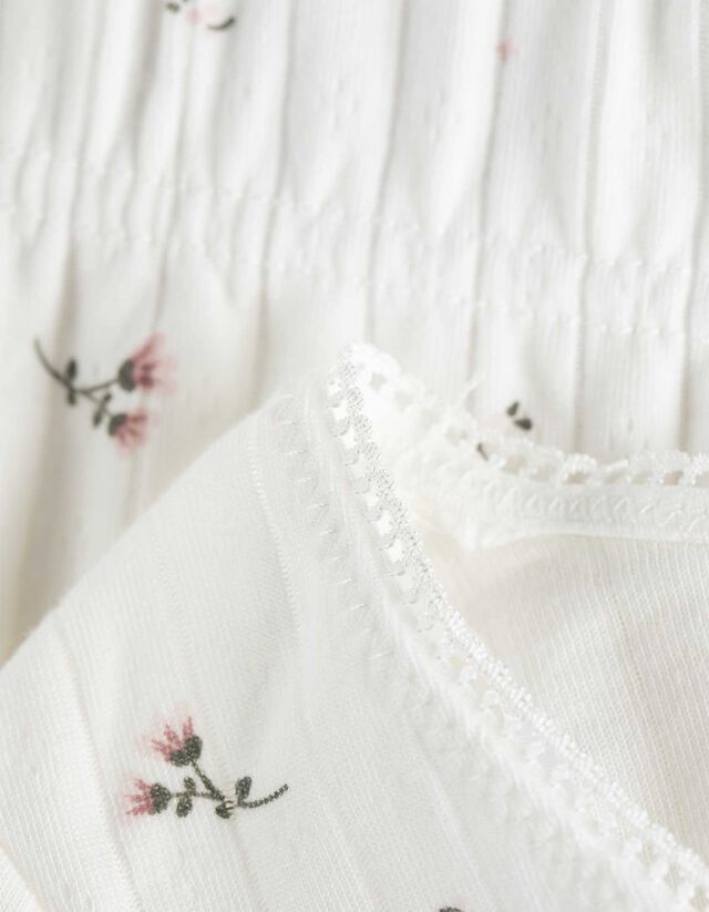 Felsőből és nadrágból álló pizsama szett - Strukturált anyag - feher