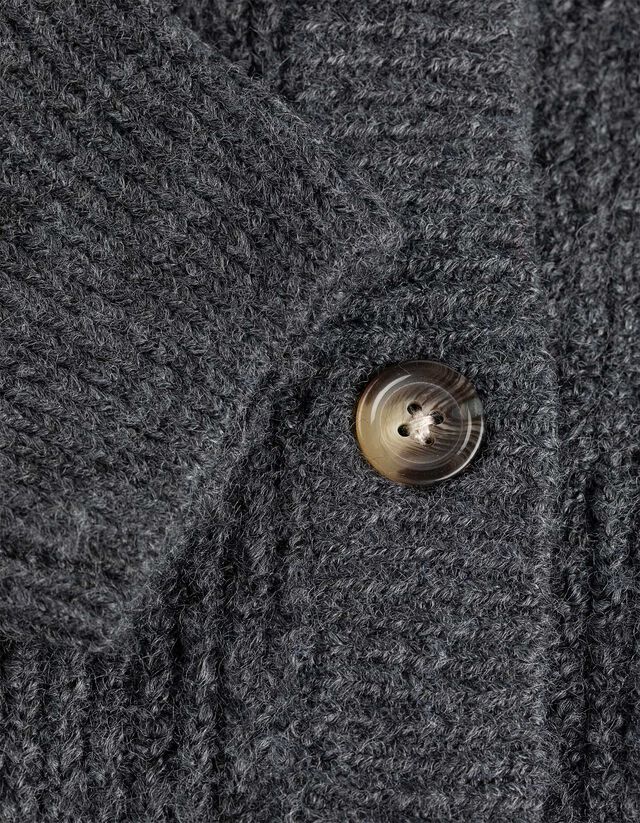 Kötött kardigán - Bordázott - szürke