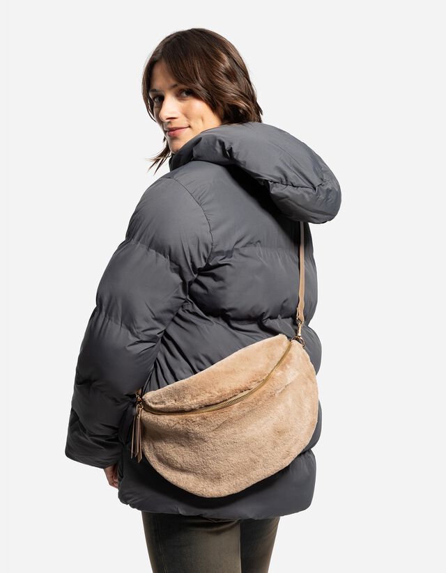 Válltáska - Műszőrme - barna