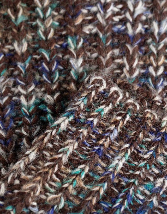 Pulóver - Ejtett vállú - sötétbarna