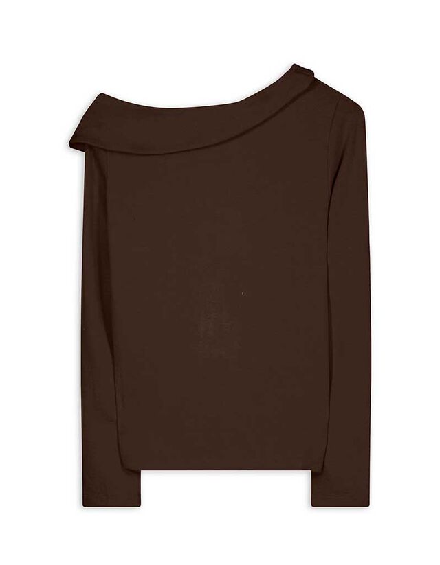 Hosszú ujjú felső - Nyitott vállú - sötétbarna