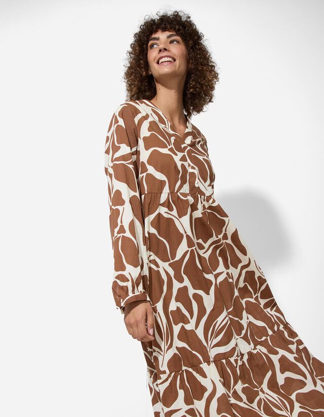 A-vonalú ruha - Virágmintás - fekete