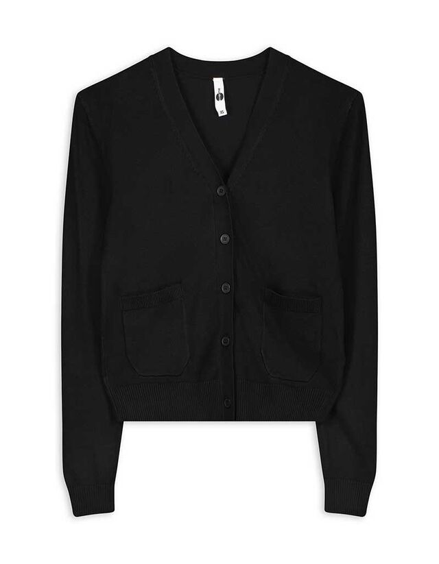 Kötött kardigán - Foltzsebek - fekete