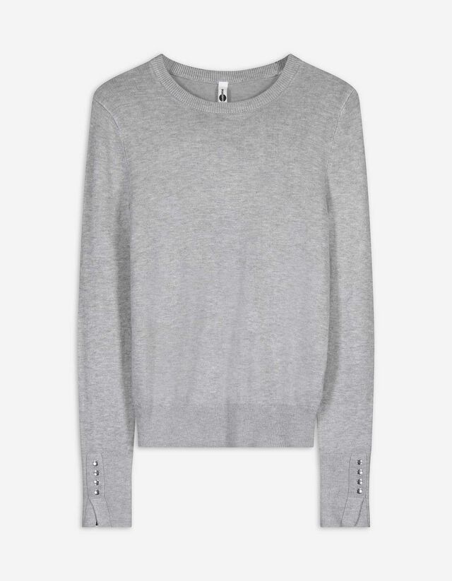 Pulóver - Díszgombokkal - sotetlila