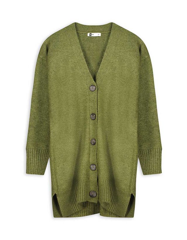 Hosszított kardigán - V-kivágás - bézs