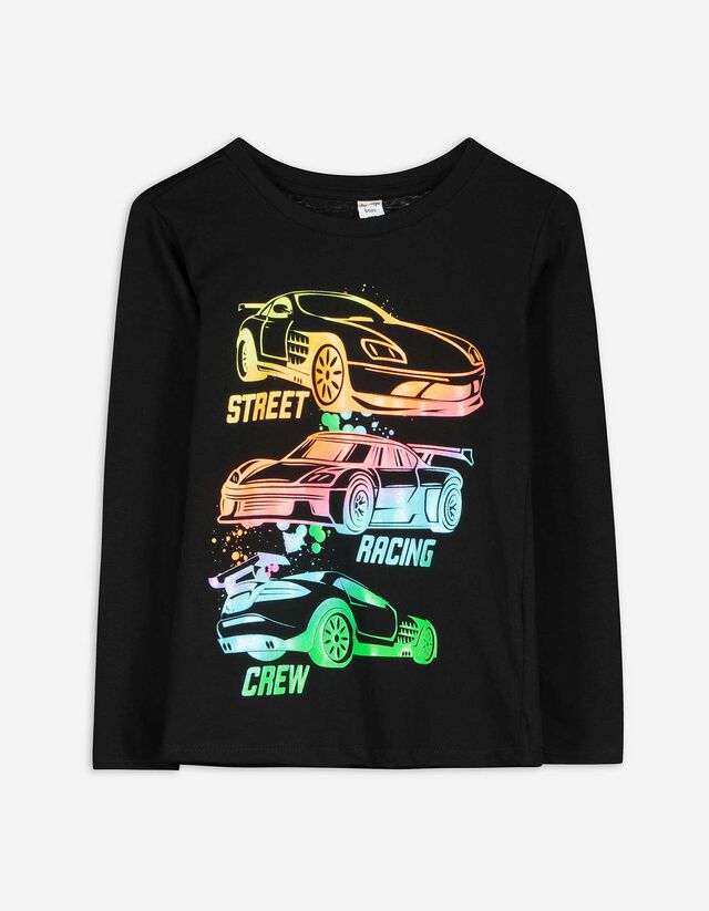 Hosszú ujjú felső - Nyomott minta - fekete