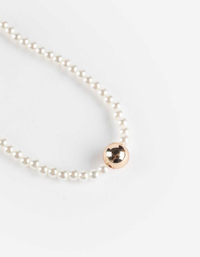 Nyaklánc - Gyöngyökkel díszítve - feher