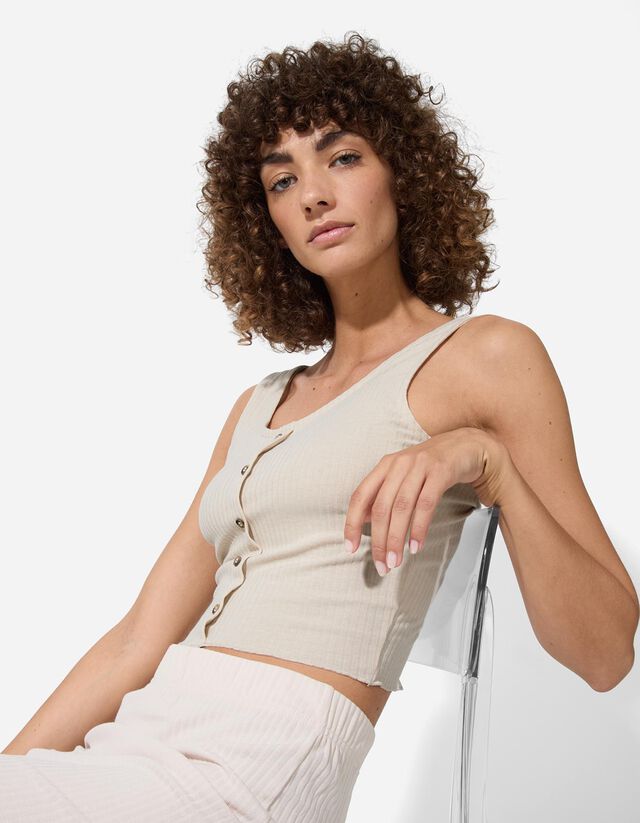 Ujjatlan felső - Viszkózkeverék - mélyvörös