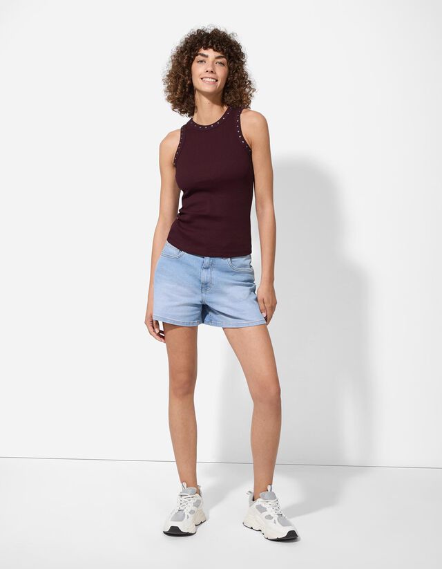 Ujjatlan felső - Szegecselt - piros