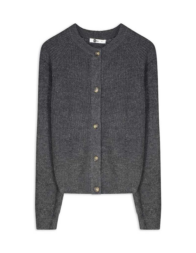 Kötött kardigán - Bordázott - szürke