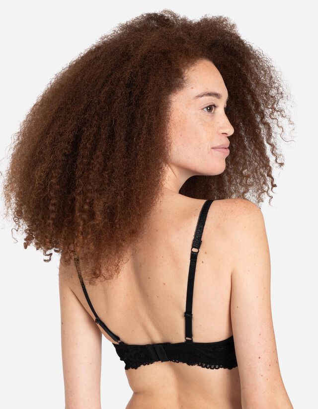 Push-up melltartó - Csipkerátéttel - fekete