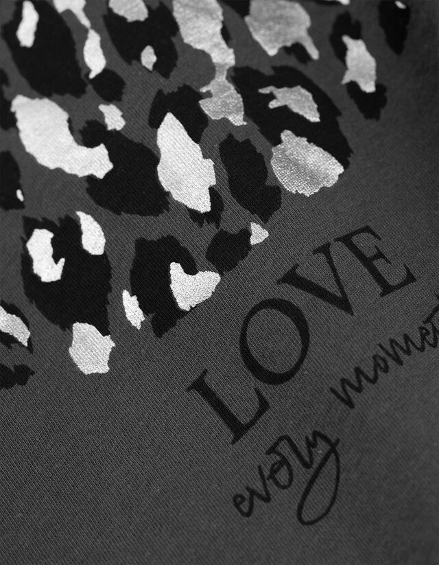 Póló - Csillámos nyomott minta - sötétbarna