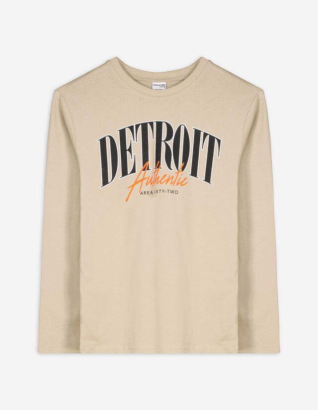 Hosszú ujjú felső - Elülső nyomtatás - bézs