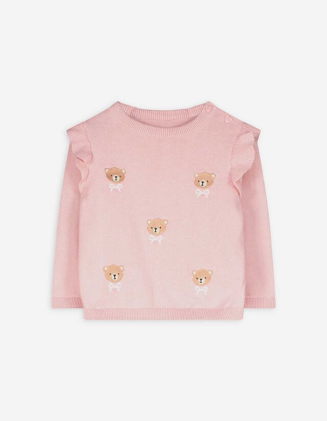 Pulóver - Hímzett - rozsaszin