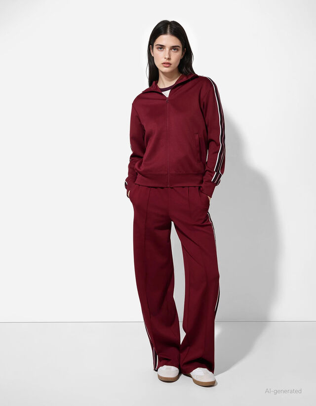 Bő nadrág - Oldalcsíkos - mélyvörös